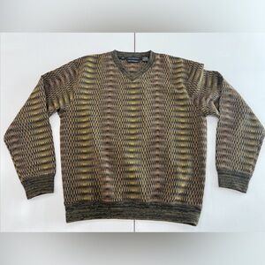 SOLD Vintage Jhane Barnes Sweater Wool V Neck Geometric Pullover Japan 90s Men’s